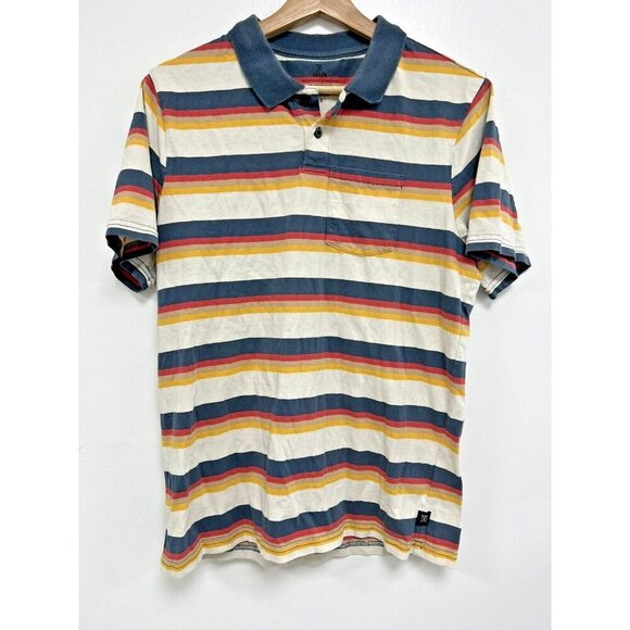 Roark Mens Multicolor Striped Cotton Short Sleeve Polo Shirt Size Small - Picture 1 of 7